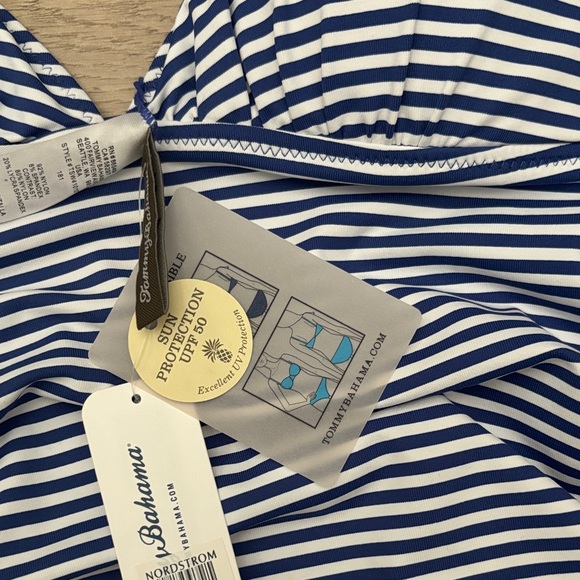 Tommy Bahama Blue and White Striped Halter Swim Top - Picture 5 of 5